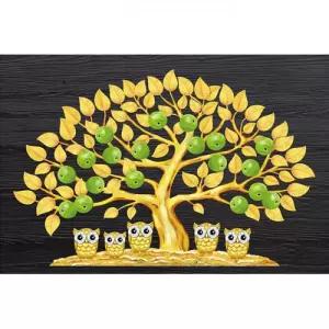 풋사과 부엉이가족 (패브릭) 보석십자수 40x60