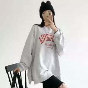 [하프클럽/]여성 캘리포니아 레터링 루즈핏 트임 맨투맨