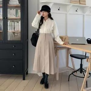 [하프클럽/셀러허브_여성트랜드패션]여성용 캐주얼 에이라인 롱 스커트 치