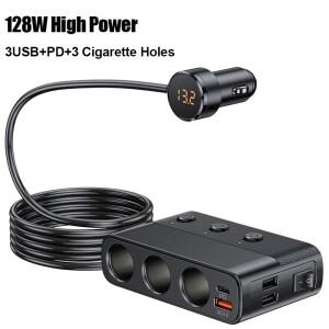 128W 자동차 충전기 분배기 멀티 포트 PD30W QC3.0 담배 라이터 어댑터 자동차 담배 라이터 소켓 분배기 스