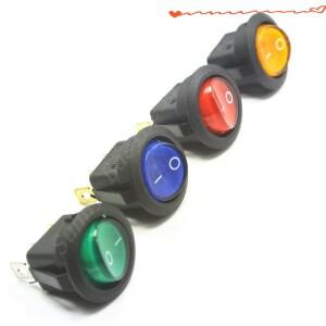 100PCS 3 핀 4.8mm 터미널 12V 범용 LED 조명 자동차 버튼 ON/OFF 라운드 로커 스위치