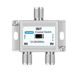 니켈 도금 커넥터가 있는 TKCHAX 양방향 동축 케이블 AB 스위치 10-2602MHz, RG59 RG6 호환, HDTV, 위성 TV, 안테나 시스템 및 비디오 게임과 함께 작동