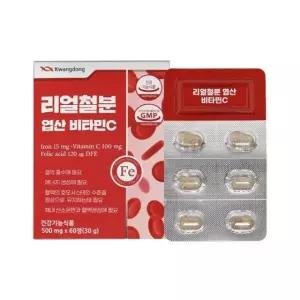 리얼철분 엽산 500mg 60정 x 비타민C 광동