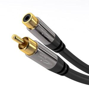 KabelDirekt u2013 RCA 연장 케이블 6피트 방파제 저항 리드(서브우퍼/오디오 케이블, 남성에서 여성, 앰프/하이파이, 아날로그 및 디지털에 이상적임)