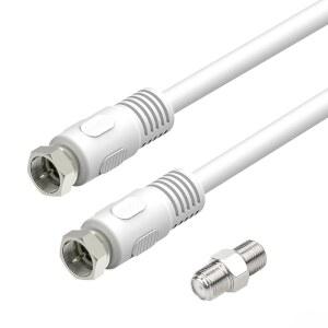 짧은 동축 케이블, 1피트 흰색 케이블 0.3m RG6 F 남성 대 커넥터 코드 75옴, 여성 커플러 어댑터 UIInosoo(AV, TV, 안테나 및 위성용)