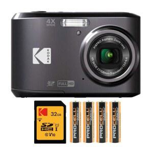 32GB 클래스 10 UHS I U1 SDHC 메모리 카드 및 AA 고성능 알칼리성 배터리(4팩)가 포함된 PIX FZ45 디지털 카메라(블랙) 번들(3개 품목)