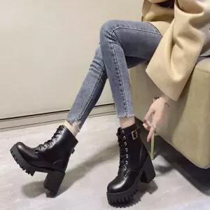 루이벤 통굽워커 통굽부츠 여성 키높이워커 레이스업