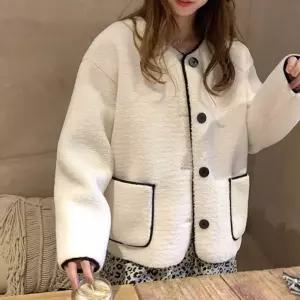 가디건 포근 양포켓 양털 데일리룩 아우터 배색라인