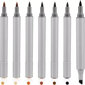 레이누오센 6팩 듀얼 팁 가죽 염료 마커 펜 터치업 신발 가구 스크래치 수리 키트 페인트 6가지 색상