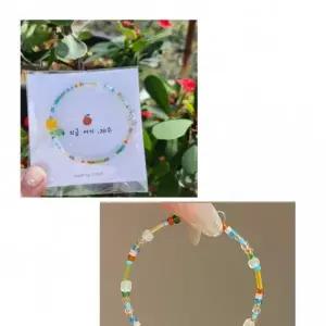 [하프클럽/]과일 모양 비즈 팔찌 오색 감귤 디자인 제주 감성 팔찌 소품