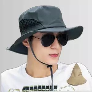 남성 휴대 끈있는 낚시 챙모자 야외 캠핑 통풍 여름