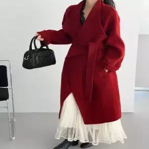 울 여자 모피 차이나 아이템 코트 빨간 코튼 빅카라 그럼전포 트렌디 HT1