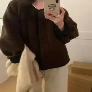 여성용 빈티지 트렌디 아이템 코트 모피 램스울 라운드 싱글 블레이저 HT1