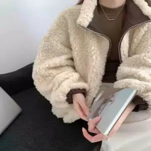 캐주얼 여자 트렌디 아이템 코트 모피 양면 램스울 파카 차이나 스트링 진자락 보온 HT1