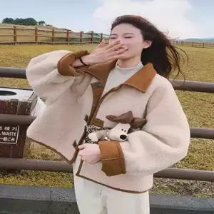 여성 양면 상의 코트 트렌디 스웨이드 아이템 모피 일체형 도톰 숏 털가죽 HT1