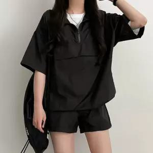 여성 나일론 반집업 반팔 상의 등산 운동 트레이닝복 2컬러