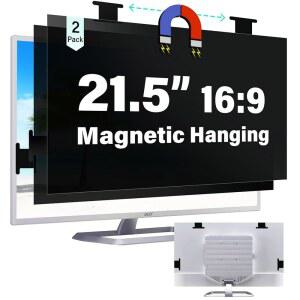 [2팩] 마그네틱 걸이 21.5인치 컴퓨터 개인정보 보호 화면, 16:9 화면 비율 와이드스크린 모니터, 눈 눈부심 방지 블루라이트 모니터 필터, 필름에서 분리 가능한 보호필름