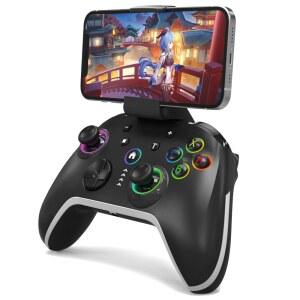 /안드로이드 /스위치 /노트북용 Bcofo 무선 모바일 게임 컨트롤러, PC /스팀용 유선 제어, 게이머용 전화 클립이 있는 프로그래머블 패드, RGB 조명 효과 /터보 /진동