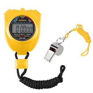 Vicloon LCD 디지털 타임키, 스포츠 카운터 / 스톱워치 타이머 휴대용 스테인리스 스틸 호루라기, 러닝 풋볼 농구 수영 및 기타 스포츠에 적용됨