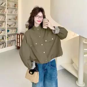 봄 세련된 칼라 체크 쇼트 상의 재킷 코트 차이나 아우터 DUCHI1