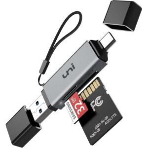 유니 SD 카드 리더, 고속 USB C to Micro 어댑터 3.0 듀얼 슬롯, /Micro /SDHC /SDXC /MMC용 메모리 맥북 프로 /에어, 크롬북, 안드로이드 갤럭시와 호환 가능