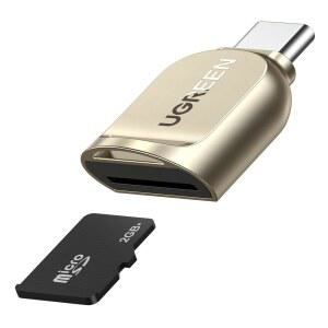 UGREEN USB C Micro SD 카드 리더, 아연 합금 외장형 타입 to 어댑터, TF SDHC SDXC용 휴대용 리더 C, 삼성 / Mac Pro 15 16과 호환 가능