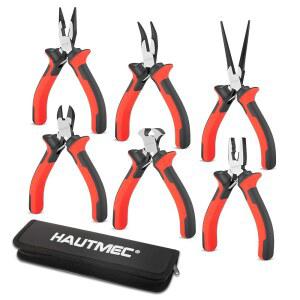 HAUTMEC 6PCS 구부러진 니들 세트 플라이어 노즈 미니 대각선 소형 노즈 라인맨