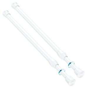 MEXAU 2PCS 소형 텐션 커튼봉 11~19인치, 흰색 쇼트 드릴링 없음, 창문, 주방, 옷장, 찬장, 문, 책장용 확장형 스프링 장착
