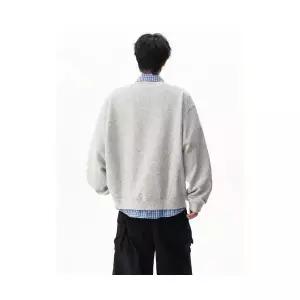 남성 댄디한멋짐 하프 코트 페이크 투피스 체크 맨투맨 가을 재킷 카디건 OOTD3