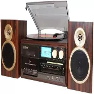 보이톤 BT-28SPM 블루투스 클래식 스타일 레코드 플레이어 턴테이블 AM/FM 라디오 CD/카세트 별도 스테레오