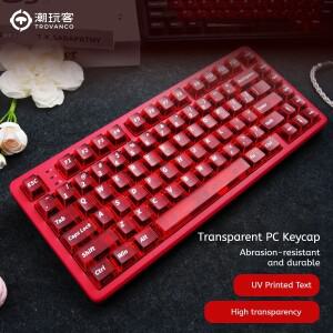 120+ 키 레드 투명 체리 프로파일 키캡 기계식 게이밍 키보드용 PC TOP 프린트라이트 투과