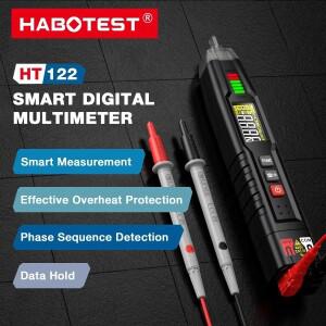 HABOTEST HT122 디지털 펜 유형 멀티미터 DC AC 전압 테스터 스마트 멀티 미터 NCV 위상 시퀀스 자동 범위