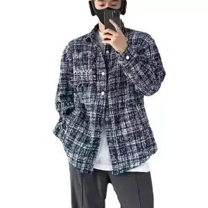 남성 깔끔한 하프 코트 짜임 아우터 봄가을 패션 스트리트 체크 자켓 시크 재킷 인기3