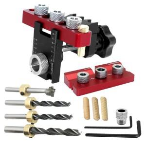 목공 3 In 1 Dowelling Jig 범용 Cam 목재 구멍 드릴링 가이드 로케이터 조정 가능한 포켓 홀 지그 키트