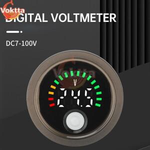 DC 7-100V 미니 디지털 전압계 방수 라운드 배터리 레벨 표시기 측정기 테스터 모니터 패널 자동차 오토바
