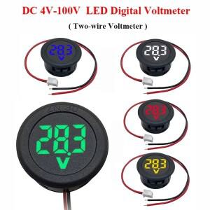 DC 12V 24V 36V 48V 60V 72V LED 디지털 볼트미터 이선식 원형 패널 전압 게이지 볼트 모니터 탐지기 테스
