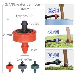 50/100PCS 2L 4L 8L/H 압력 보상 도저 4/7mm 호스 펀처 농업 정원 잔디 관개 시스템 꾸준한 흐름
