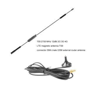 700-2700 MHz 12dBi 2G 3G 4G LTE 자기 안테나 TS9 커넥터 SMA 남성 GSM 외부 라우터 자동차