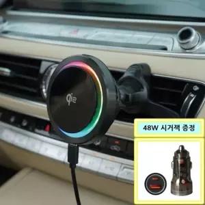 Qi2 맥세이프 지원 휴대폰 차량용 무선충전기 거치대+시거잭