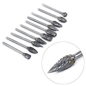 10pcs 3x6mm 생크 드로잉 텅스텐 카바이드 밀링 커터 로터리 도구 버 더블 로터리  금속 목재 전기 그라인