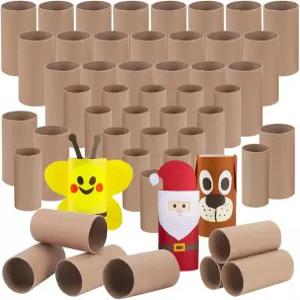 ACRNIGHEET 120팩 공예용 판지 튜브 60pcs 3.9x2 인치 및 3.3x1.6 브라운 DIY 빈 화장지 롤 프로젝트용