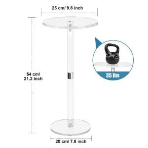 Acrylic End Table, Clear Side for Small Space, 9.8