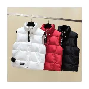 와칸다 여성 여친 베스트 패딩 면조끼 숏조끼 코트 면 나시 KKE3