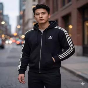 [매장정품] adidas 후드 집업 - 블랙크림화이트 / KC9315 362fc8