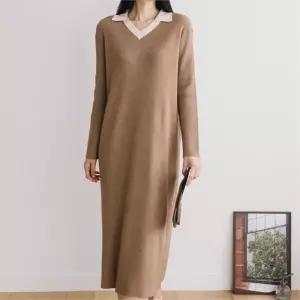 라온 브이넥 카라 니트 롱원피스 3컬러 (9414658A)