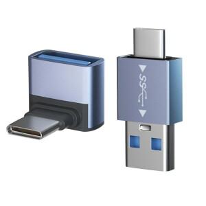 데이터 변속기 충전용 Otg 어댑터  USB C A 수-암 3D 엘보 변환기