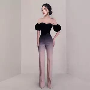 EAMT 여친 팬츠 투피스 상의+팬츠 하이웨스트 슬림핏 벌룬소매 스키니 봄가을 EUNG1