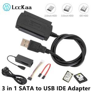 LccKaa 3 in 1 SATA to USB IDE 어댑터 2.0 5.25 2.5 PC 노트북 용 3.5 인치 하드 드라이브 디스크 HDD 케