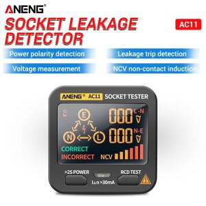 AC11 디지털 스마트 소켓 테스터 전압  감지기 미국/영국/EU 플러그 접지 제로 라인 위상 확인 Rcd NCV