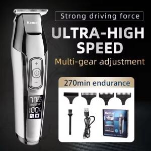 Kemei KM-5027  무선 전기 머리 깎기 충전형 트리머 남성용 면도기 USB